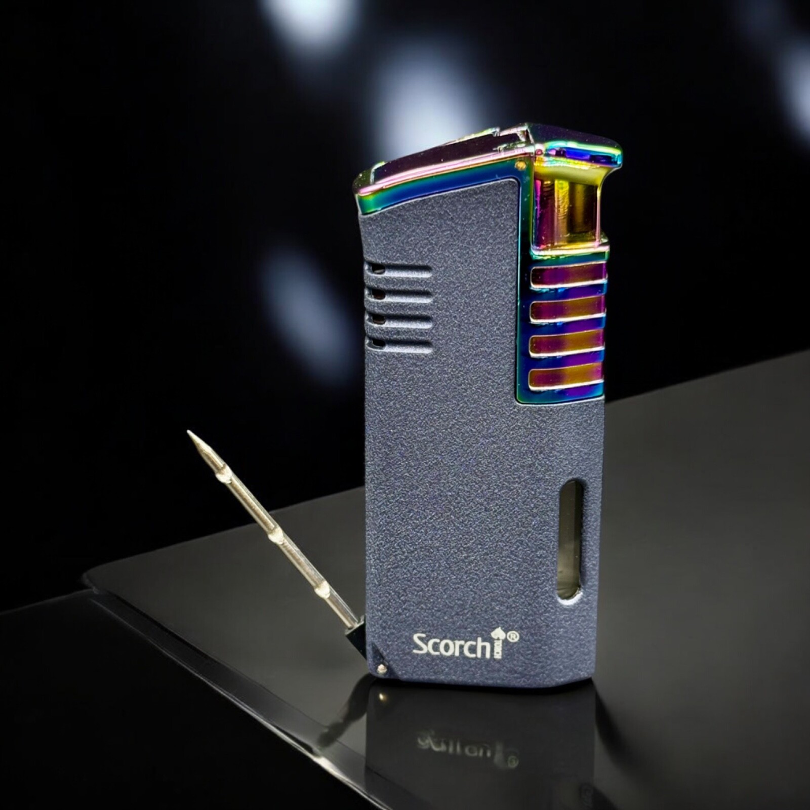 Scorch Torch Lighter Triple Flame Refillable Windproof Lighter W/ Cigar Punch