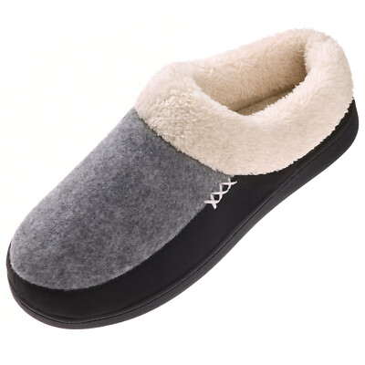 Mens Warm Memory Foam Slippers Comfortable Slip on House Shoes