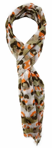 Tigertie Schal In Orange Braun Beige Grau Weiss Gemustert - Gr. 180 X 50 Cm-image