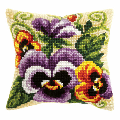 Orchidea Cross Stitch Kit: Cushion: Large: Pansies