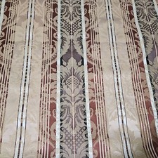 Striped Floral Ivory Merlot Green Upholstery Fabric Material 56" By The Yard