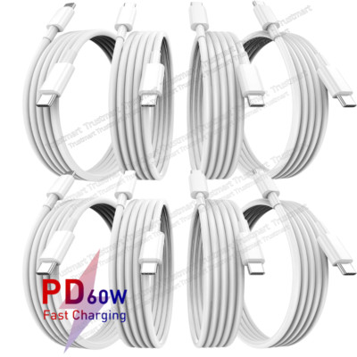 60W USB-C to USB-C Cable Fast Charger Type C Cord For iPhone 15 Plus Samsung Lot