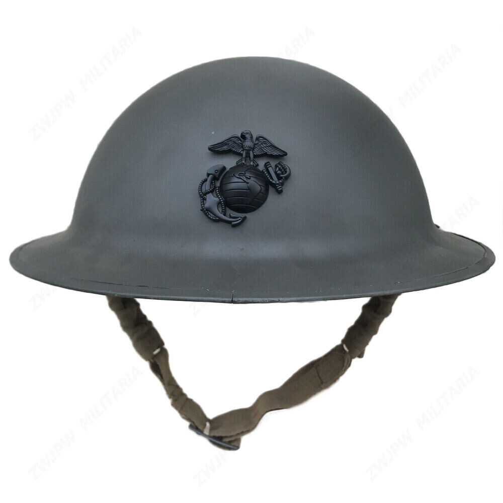 WW2 WW1 UK BRITISH ARMY 1917 HELMET U.S. MC BADGE/US MARINE CORPS