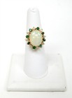 14k Yellow Gold Ring w 14.4mm x 11.8mm Opal + 1/3cttw Diamond & Emerald Halo — photo 2
