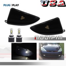 Smoke W White Led Fog Driving Light Lamps Lh Rh Pair Set For 00-04 Ford Focus