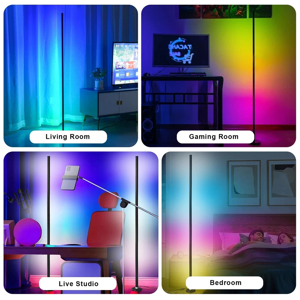 LUXCEO 165cm RGB Led Corner Floor Light Mood Lamp APP Control Atmosphere Lights - Image 3 of 4
