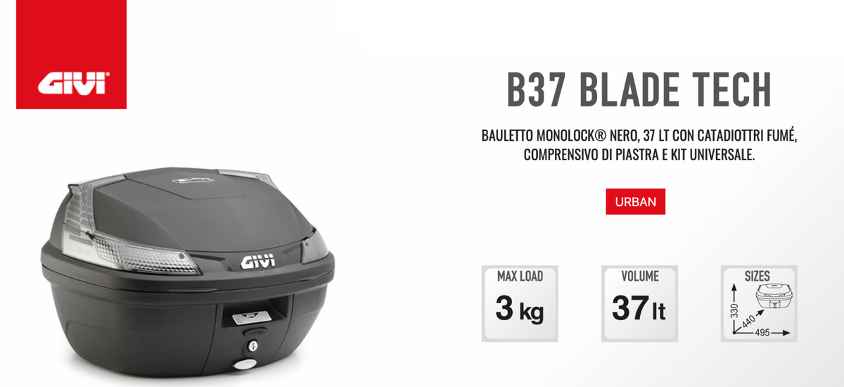 Rear Case B37 BLADE TECH 37L + Plate for MONOLOCK Attachments Givi 