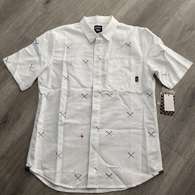 Vans Houser SS Boys Button Front Shirt Harry Potter New White Size Large 