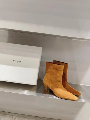 KHAITE Low Heel Square Head Leder Damen Stiefel, High Heel Kurz / Lang Stiefel - Bild 26 von 28