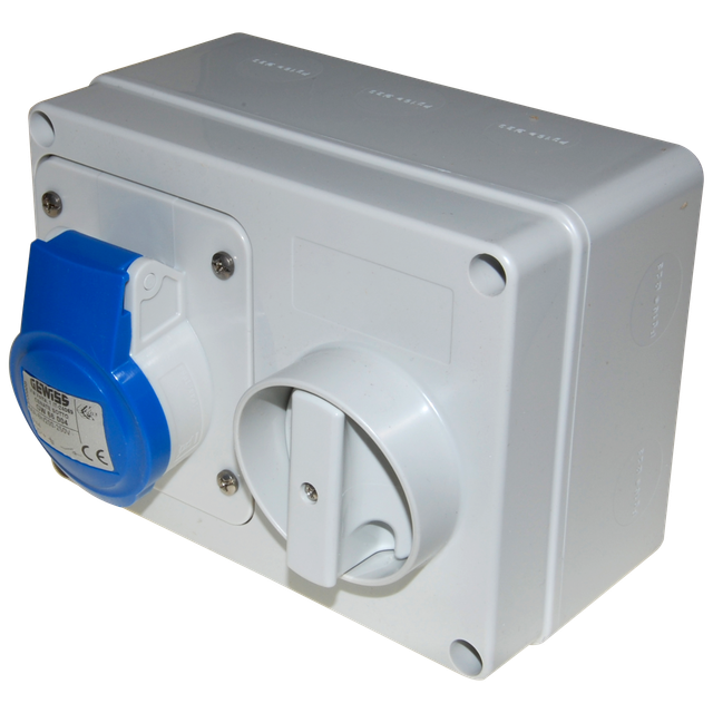 GEWISS GW66004 16 Amp 240 Volt 3 Pin Blue Ip44 Interlocked Switched