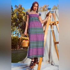 NWOT Autumn Adeigbo VERONA DRESS Plaid empire waist fit & flare midi sz 10