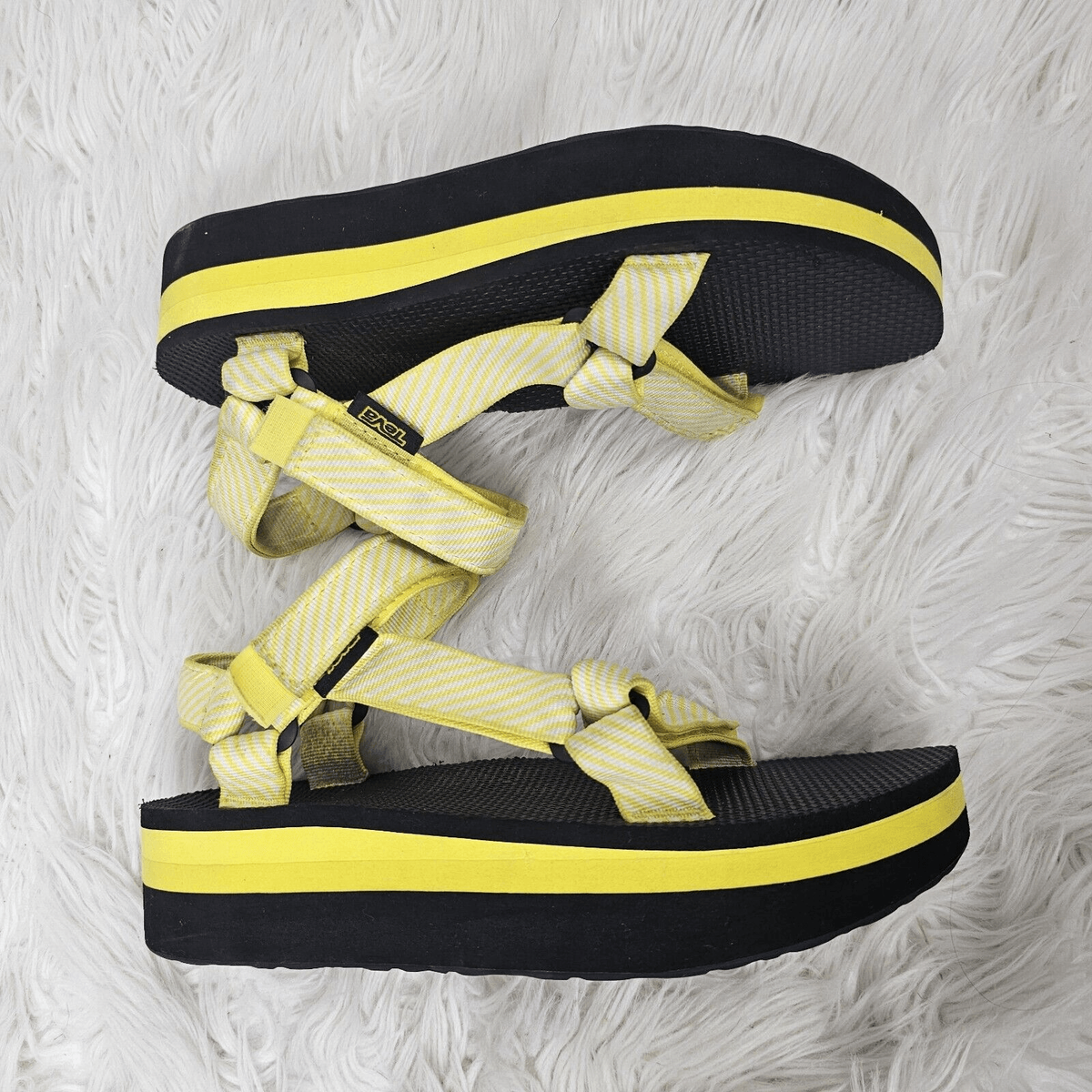 Teva Sandals Yellow Black Pool Shoes Platform Flatform Universal
