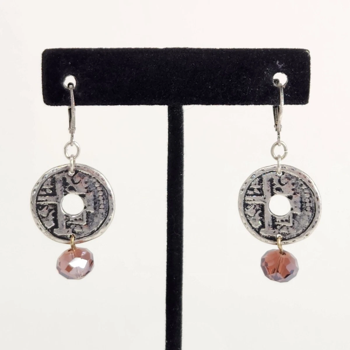 Premier Designs Earrings Round Pierced Dangle Silver Tone
