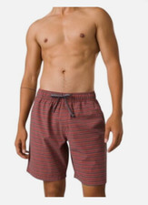 Prana Metric E Waist Board Shorts Mens Large Rust Stripe 8 Inch Inseam New
