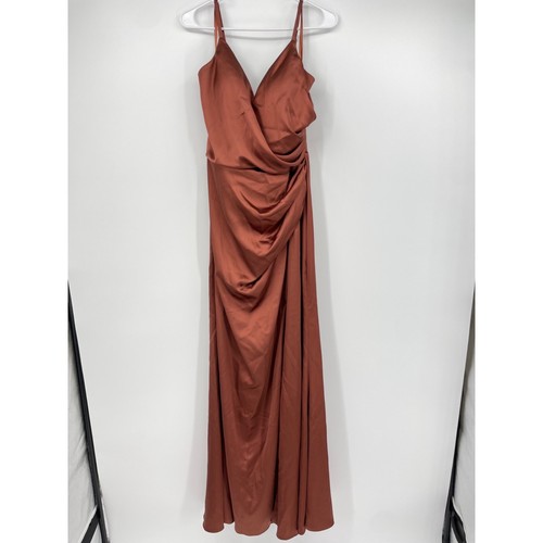 NWT Revelry Rory Satin Sample Dress Cinnamon Rose Women's Size 16 Bridesmaid | eBay