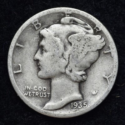 1935-S Mercury Silver Dime GOOD / VG FREE SHIPPING 