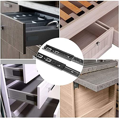 6 Paris 10 Inch Drawer Slides, Heavy Duty Metal Steel Ball Bearing Side Mount...
