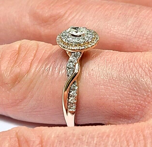1/2 Carat Diamond Oval Halo 10k Rose Gold Engagement Ring Size 8.5 - Picture 3 of 7
