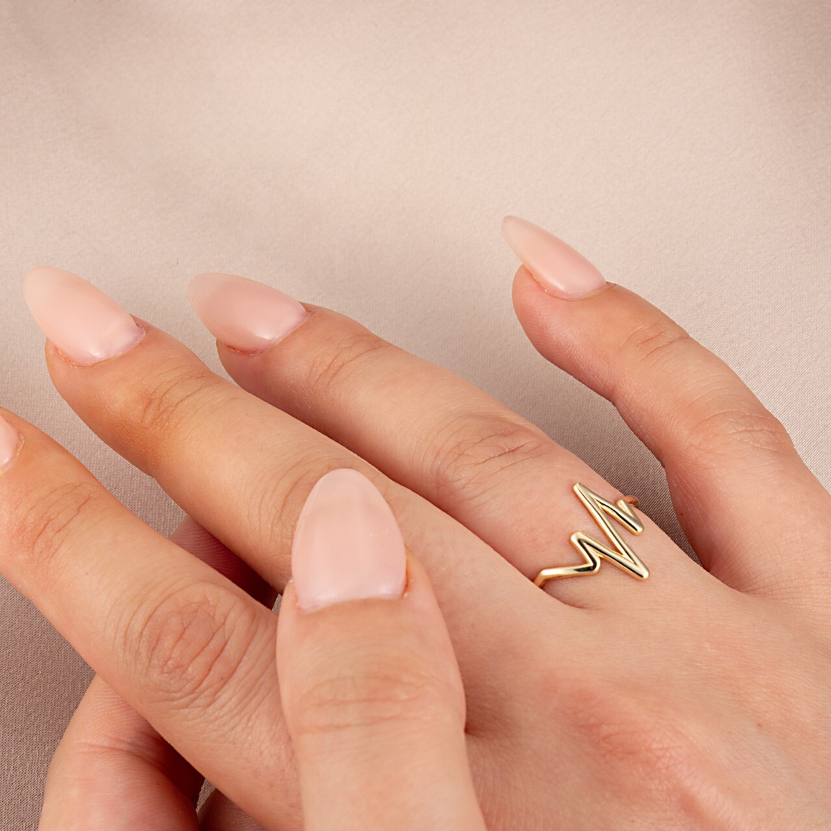Gold Heartbeat Lifeline Ring (Available in Yellow/Rose/White