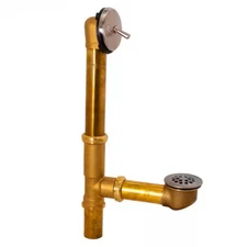Westbrass D323-07 Trip Lever Overflow & Grind Drain Satin Nickel 14" 17 GA Brass