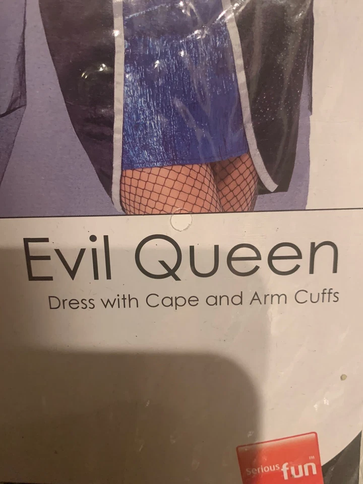 Nuevo Sexy Disfraz Reina Malvada Adulto Talla Med 10-12 Vestido EE. UU. Con Capa y Puños en los Brazos Foto 3 de 4