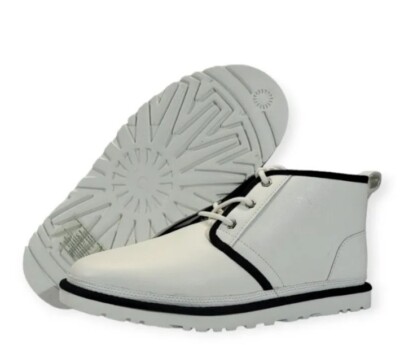 UGG Neumel Leather Chukka Boots Men\'s 8 White Black Wool Lined 1133777 Plush New UGG Neumel Leather Chukka Boots White Black Wool Lined  main image 2