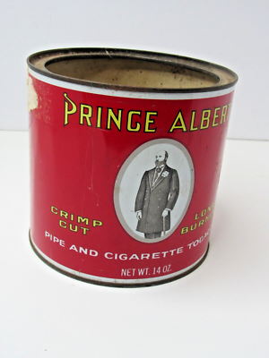 Vintage Prince Albert Crimp Cut Tobacco Tin Empty 14 Oz Round Can No Lid  #US4