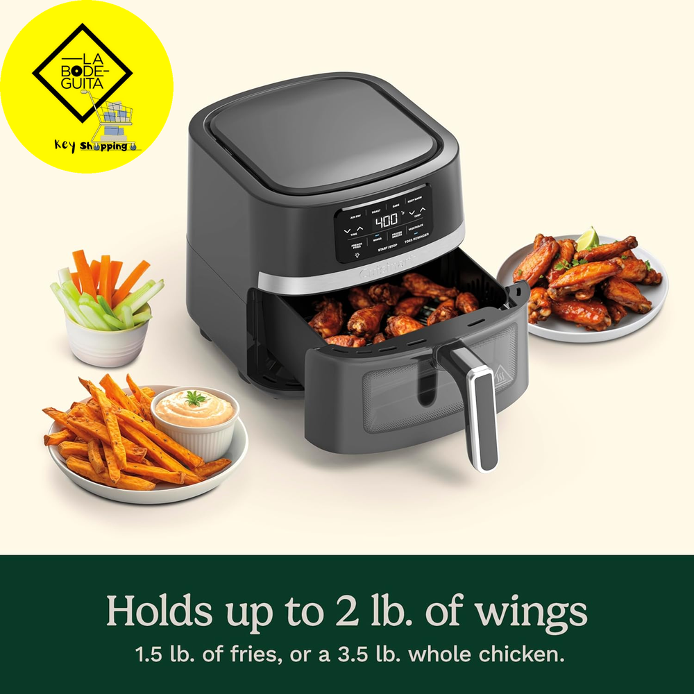 Black 4.5-Qt Stainless Steel Air Fryer Oven with Dishwasher-Safe Basket  
