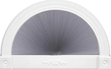 36in Arch Blackout Pleated Shade for Window Half Circle Grey White by LUCKUP