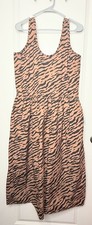 Everlane Tiger Print Maxi Dress Small Brown Black Cotton Sleeveless Pockets