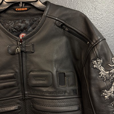 Icon Moto XL men's black leather jacket Battle Cry motorcycle