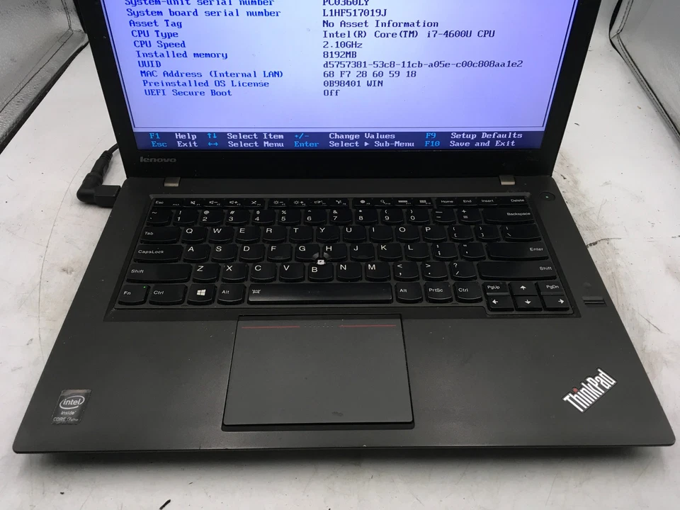 LENOVO THINKPAD T440 - BOOTS TO BIOS - INTEL I7 4600U - 8GB RAM - READ DESC - BB - Image 3 of 4