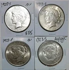Lot Of 4 Peace Silver Dollars 1928 S 1922 S 1923 S 1923 P AU Almost Uncirculated