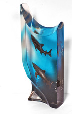 Rare Country Artists Natural World Pair of Sharks 75371 in Resin Block. 2008