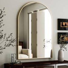 Arched Wall Mirror 24x36 Arch Bathroom Mirror, Gold Metal Frame Vanity Mirr...