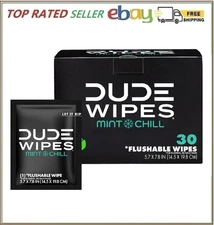 DUDE Wipes - On-The-Go Flushable Wipes - 1 Pack, 30 Wipes - Mint Chill Extra