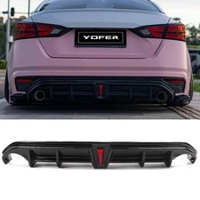 Car Rear Bumper Diffuser Lip Kit with LED Light Black for Nissan Altima