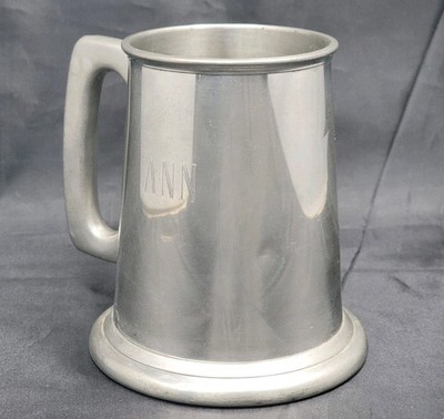 English Pewter Tankard Raimond Viners of Sheffield England Glass Base Monogramed