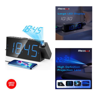 Projektionswecker 7 Zoll Digitalanzeige Dimmer Doppelalarm Snooze 12