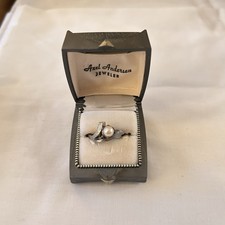 Vintage 1980s Pearl Solitaire Ring NIB Size 6.5/7 See Note