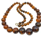 Vintage Amber Color Lucite Graduated Necklace 30" Costume Jewelry
