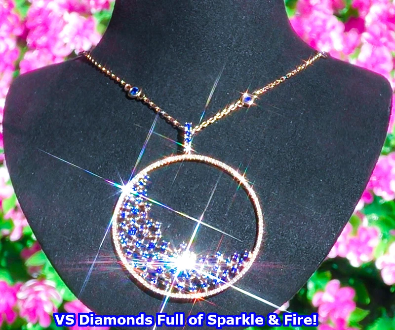 Collar H.STERN Oro 14K Zafiro Diamante Tenis Collar Por Yarda MOON STERN Foto 4 de 4