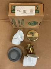 Polished, Shiny Brass Push-Pull Bath Waste Drain Kit - Beautiful Watco