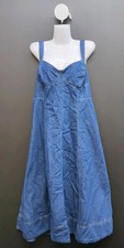 Shein Sweatheart Neck Cross Back Sleeveless Women's Denim Midi Dress XL Blue