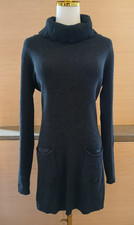 AB Studio Women's Large Long Sleeve Ribbed Sweater Dress Pockets Cotton Blend