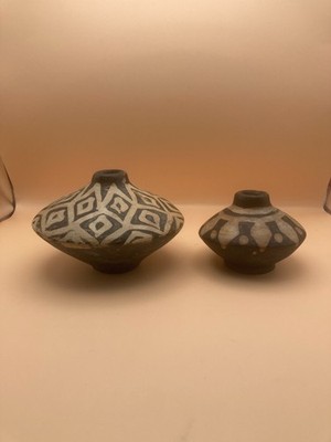 Honduras Lenca Tribe? Seed Traditional Pottery Pot Primitive Art Set of 2
