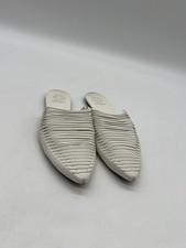 Tory Burch Sienna Women 6.5M Woven White Leather Flat Mule Slides Sandals Shoes.