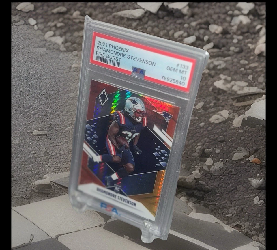 RHAMONDRE STEVENSON-2021 Panini Phoenix Fire Burst-PSA 10 Gem Mint-Patriots RC - Image 2 of 3