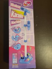 Kids Wireless Karaoke Machine Toy Stand Dual Microphone Pink Light Up Bluetooth