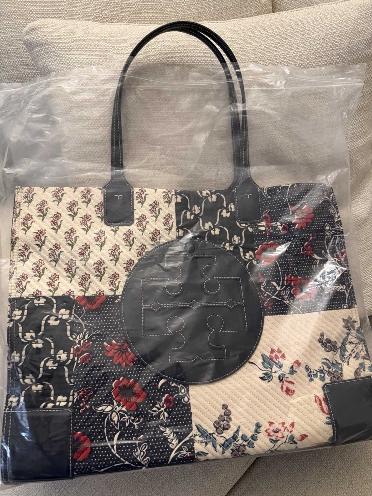 Tory Burch Patchwork Floral Multicolor Quilted To… - image 1